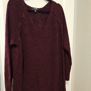 a.n.a Red V-Neck Sweater Classic Knit